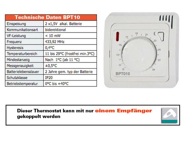 Funk Raumthermostat analog Set BT010 mit Steckdosen Empfänger BT003