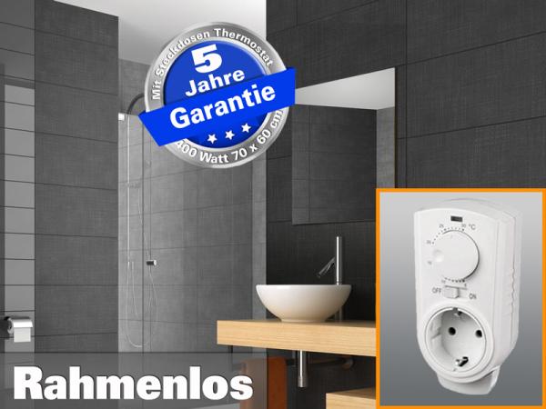 Infrarot Bad Spiegelheizung mit Thermostat 400 Watt 70x60 M10-SL