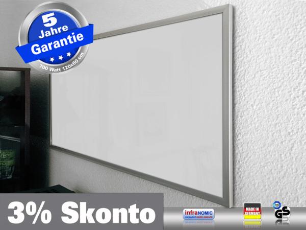 Infrarotheizung Glas weiß 700 Watt 120x60 M23 mit Optionen