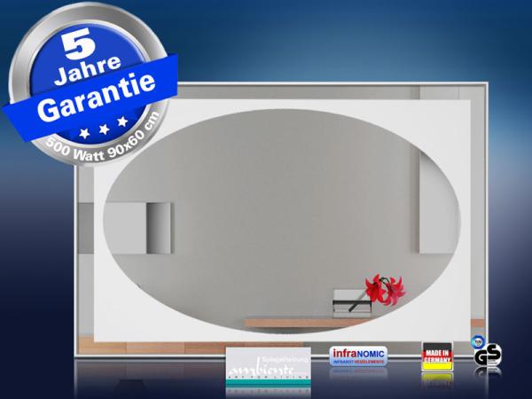 Design Spiegel mit Infrarotheizung 500-900 Watt 4 Größen M10 Oval